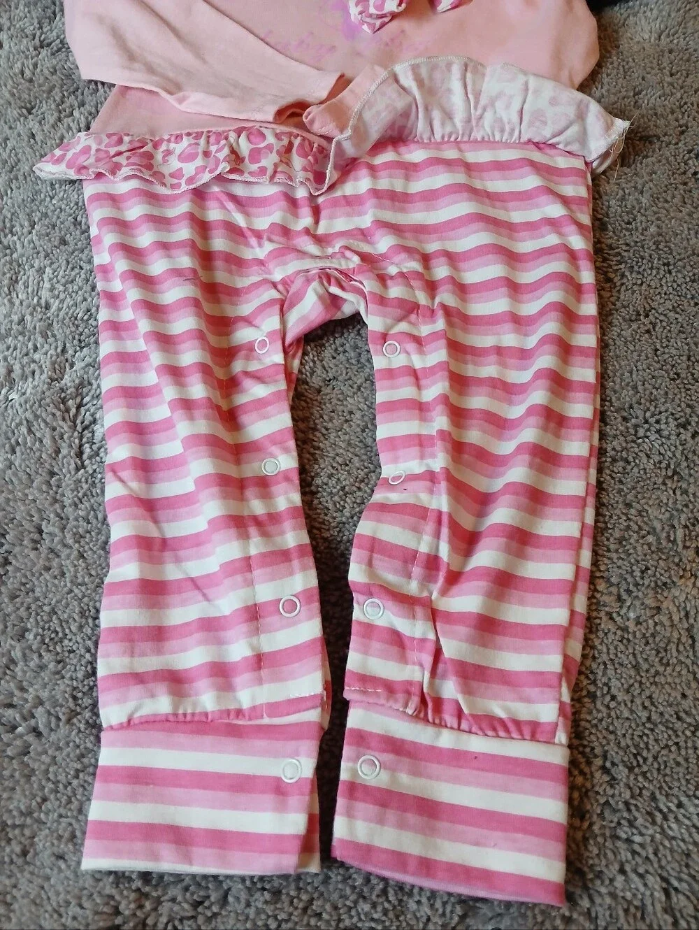 Baby Phat Girls NWT Pink Striped Cheetah Ruffle 1PC Romper & Headband Set - 18M